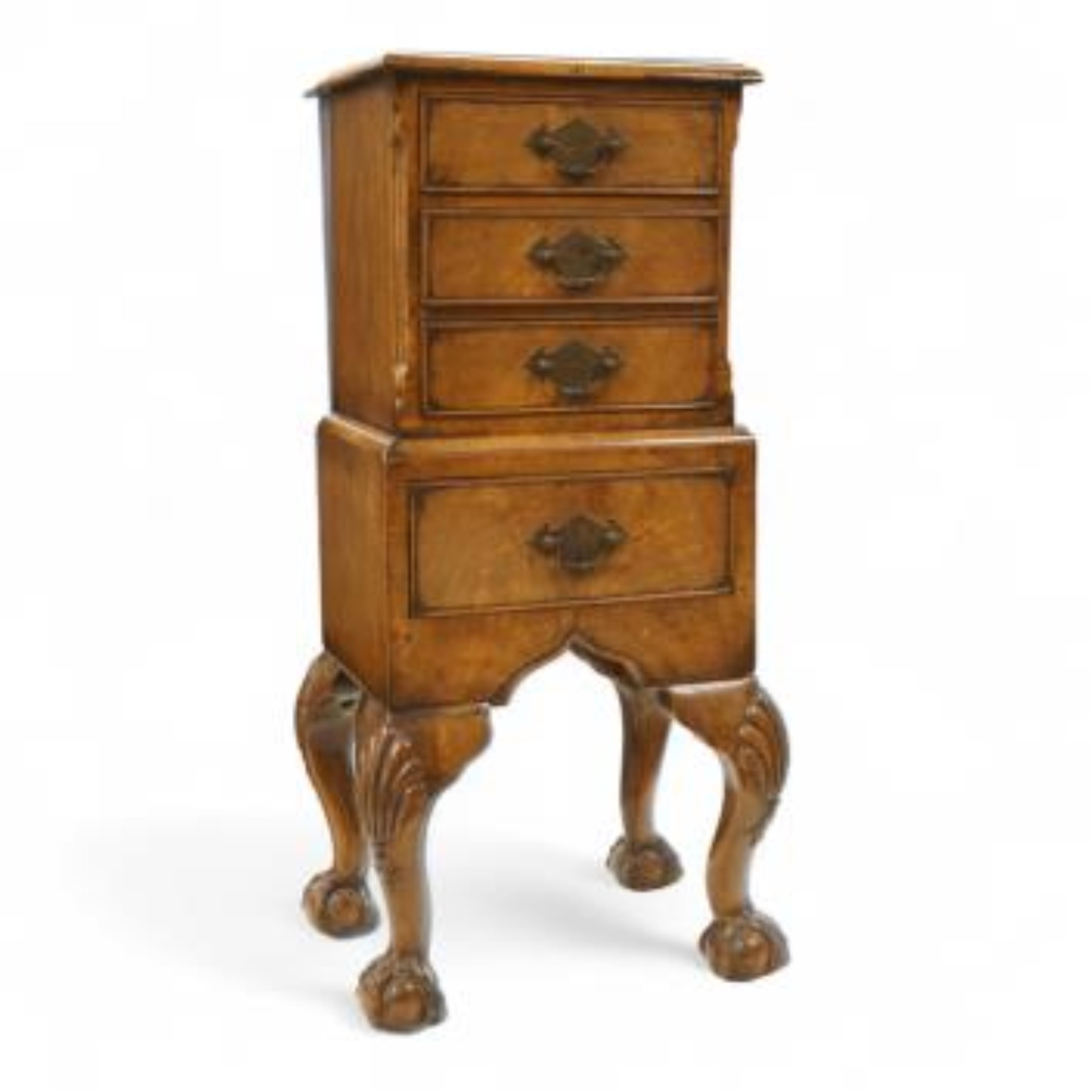 An early 20th century miniature walnut four drawer chest, 67cm